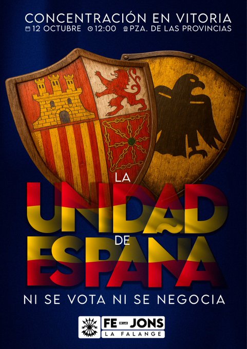 Falange de las JONS usa una filtración del eurodiputado ultra Alvise Pérez con datos (filtrados desde la Ertzaintza) de migrantes de Bilbao para promocionar su acto de provocación previsto para mañana en&nbsp;Gasteiz.