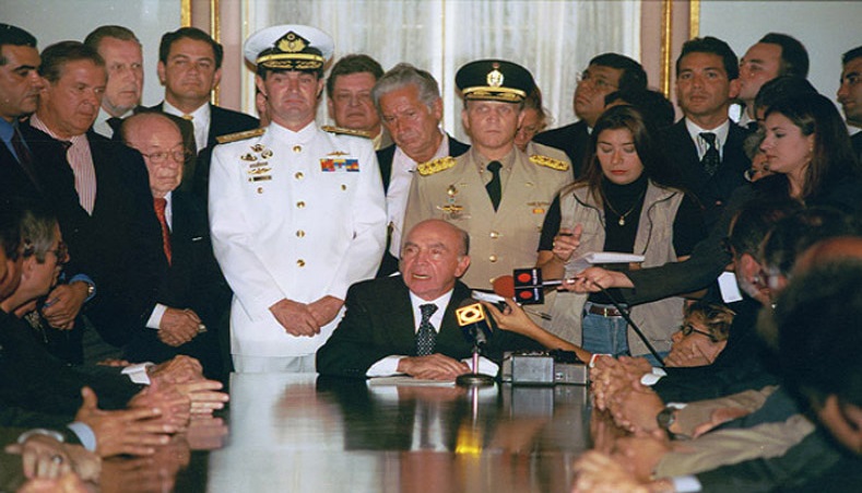 2002ko gaurko egunez, eskuineko Estatu kolpe saiakera izan zen Venezuela-n, Hugo Chavez presidente sozialistaren&nbsp;aurka